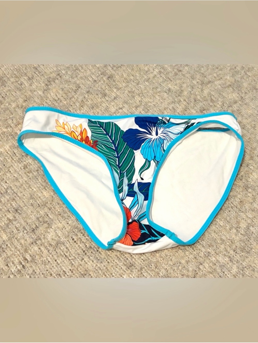 NWOT Tommy Bahama Womens Bikini Bottom Tropical Floral Blue Trim Swimwear Size S